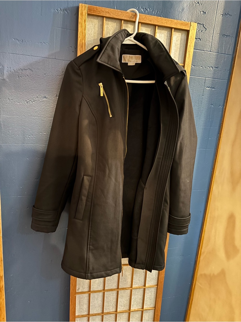 Michael Kors Black Softshell Jacket Gold Hardware - Size M